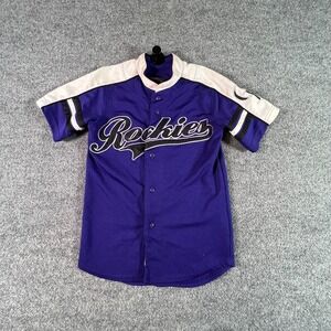 Stitches Colorado Rockies MLB Team Jersey Men's S Purple Polyester Button-Up